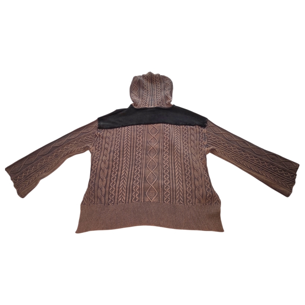 POL Rebel Lace Up Knit Hoodie Mineral Wash Brown Black Boho Grunge Small NWOT - Picture 16 of 16